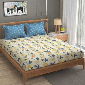 Mafatlal 210 TC Polycotton King Floral Flat Bedsheet