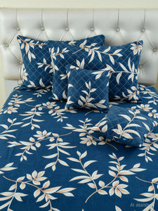 CLOVIS KRAFTS Cotton Queen Flat 240 TC Printed 1 Bedsheet with 2 Pillow Covers, 2 Cushion Covers