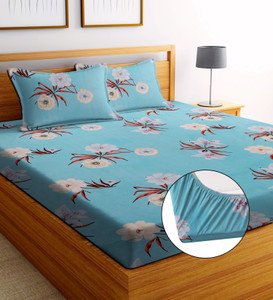 EXFAB 244 TC Cotton King Printed Fitted (Elastic) Bedsheet