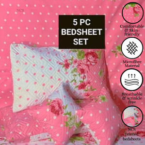 NCS 280 TC Cotton Double Floral Flat Bedsheet