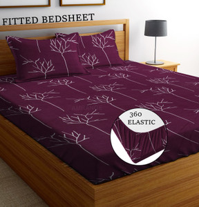 Amrange 210 TC Microfiber King Floral Fitted (Elastic) Bedsheet
