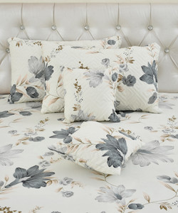 emly Cotton Double Flat 240 TC Printed 1 Summer Bedsheet with 2 Pillow Covers, 2 Cushion Covers