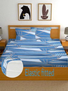 BLUEDOT Microfiber Double Fitted (Elastic) 160 TC Self Design 1 Bedsheet with 2 Pillow Covers