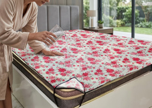 RELOOK INDUSTRIES PVC Double Fitted (Elastic) 120 TC Printed 1 Bedsheet