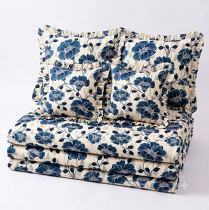 PILLOWALA Cotton King, Queen, Double, Super King Flat 200 TC Printed 1 Summer Bedsheet with 2 Pillow Covers, 2 Cushion Covers