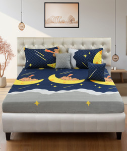 CLOVIS KRAFTS Cotton Double Fitted (Elastic) 240 TC Printed Bedsheet