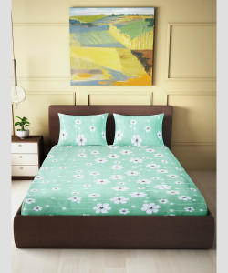 CARLTON LONDON Cotton Double Flat 144 TC Floral Bedsheet