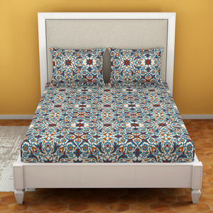 Welspun 120 TC Microfiber Double Geometric Flat Bedsheet