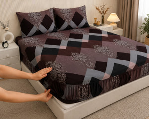 Dream tela Velvet, Woolen King, Double Fitted (Elastic) 400 TC Floral 1 Summer Bedsheet with 2 Pillow Covers