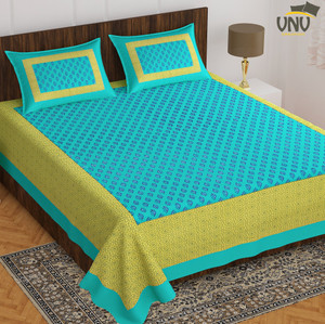 VNV Creation 144 TC Cotton Double Jaipuri Prints Flat Bedsheet