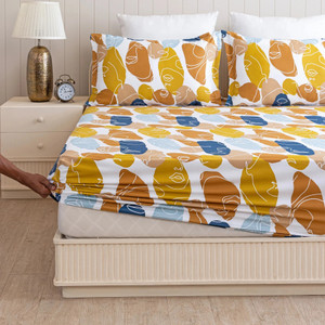 HOMEMONDE Cotton Super King Fitted (Elastic) 210 TC Printed Bedsheet