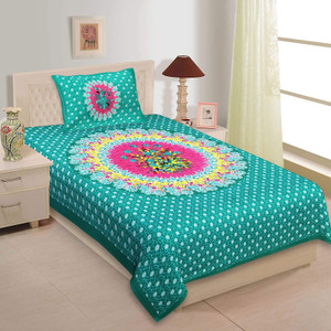VNV Creation 180 TC Cotton Single Jaipuri Prints Flat Bedsheet
