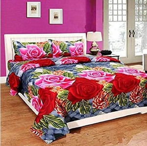 RADHERADHE Polycotton Double Flat 104 TC Printed Bedsheet
