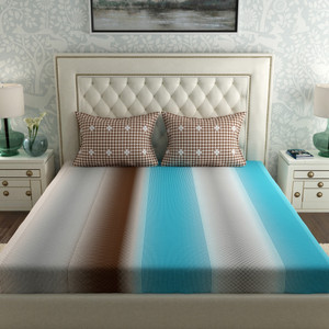 SPACES Cotton Double Flat 144 TC Striped Bedsheet