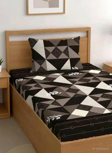 Decent Home Cotton Single Fitted 240 TC Geometric Bedsheet - Image 6
