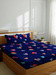 ANIKET Cotton Blend Double Flat 180 TC Printed 1 Bedsheet with 2 Pillow Covers