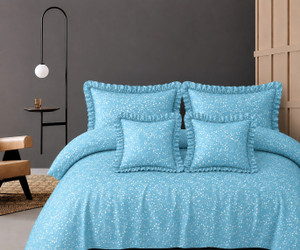 CLOVIS KRAFTS Cotton Double Flat 300 TC Printed 1 Bedsheet with 2 Pillow Covers, 2 Cushion Covers