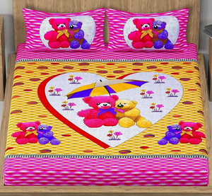 Homeline 104 TC Cotton Double Jaipuri Prints Flat Bedsheet