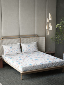 DDecor Cotton King Flat 145 TC Floral 1 Bedsheet with 2 Pillow Covers