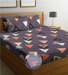 EVERLUSH Cotton King Fitted (Elastic) 210 TC Printed Bedsheet