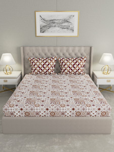 Raymond Home 144 TC Cotton Double Motifs Flat Bedsheet