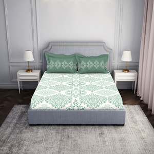 SPACES Cotton King Fitted (Elastic) 144 TC Paisley Bedsheet