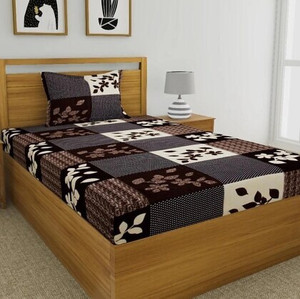 Goodrik Cotton Single Flat 140 TC 3D Printed 1 Bedsheet with 2 Pillow Covers