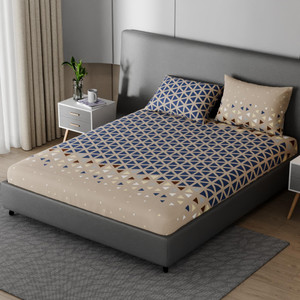 BLISSHOME Cotton King Fitted 150 TC Geometric Bedsheet with Pillow - Image 5
