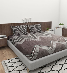 EVERLUSH Velvet King Fitted (Elastic) 400 TC Printed Bedsheet