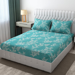 BEDORISM 280 TC Cotton King Printed Fitted (Elastic) Bedsheet