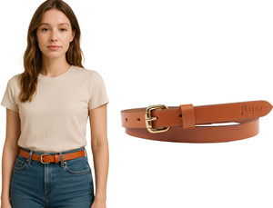 FLYER Women Formal, Casual, Evening, Party Tan Genuine Leather Belt