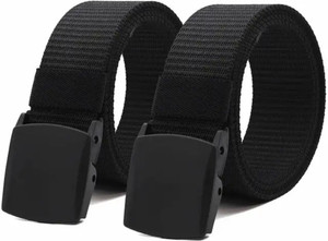 LUXURY LEATHER Men Casual, Formal, Evening Black Nylon Belt