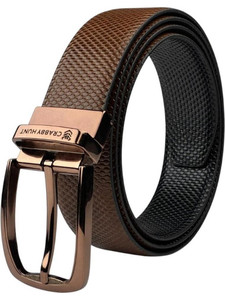 CRABBY HUNT Men's Genuine Leather Reversible Belt (Brown/Black) - Image 1
