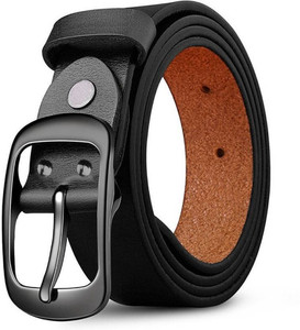 KAEZRI Men Casual, Evening, Formal, Party Black Genuine Leather Belt