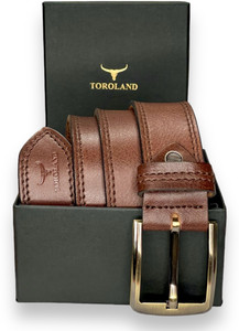 TOROLAND Men Casual Brown Genuine Leather Belt