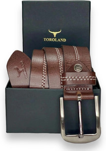 TOROLAND Men Casual Brown Genuine Leather Belt