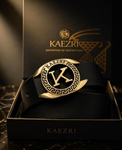 KAEZRI Men Casual, Evening, Formal, Party Black Genuine Leather Belt