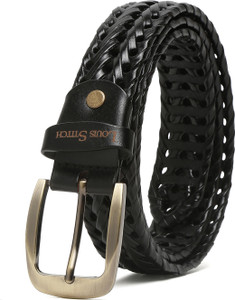 LOUIS STITCH Men Casual Black Genuine Leather Belt