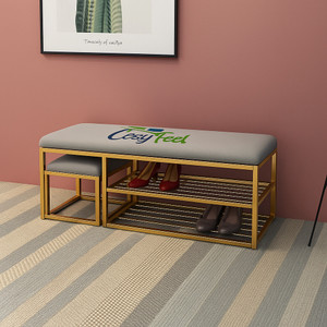 Klofiy Shoe Store Test Shoe Bench Long for Clothes Store Pink Cushion Metal 3 Seater