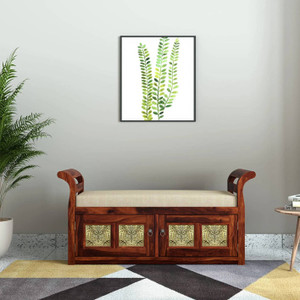 Deuba Sheesham Wood Two Seater Sofa Bench With Storage For Living Room/ Office Solid Wood 2 Seater
