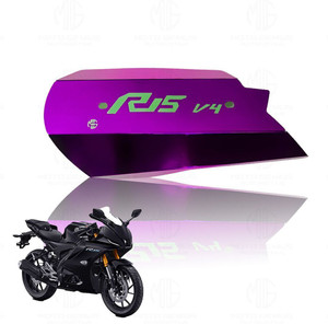Moto Genius Stainless Steel Exhaust Cover for R15 V4 Premium Heat Shield Protector (Purple) Bike Exhaust Heat Shield