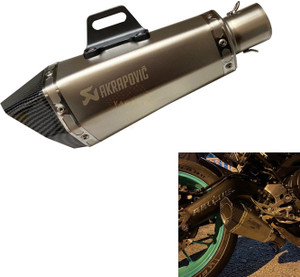 Vagary Silver Universal Hexa Cut Akrapovic Exhaust With DB Killer Universal For Bike Universal For Bike Full Exhaust System