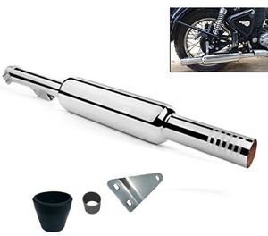 Supremechoice Short Botlle Punjab Empty Chrome Exhaust silencer Royal Enfield Super Thunderbird Full Exhaust System
