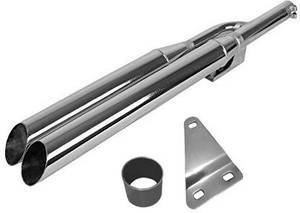 WORDZ Dual / Double Free Flow Chrome Exhaust silencer Royal Enfield 350 Twin Spark Full Exhaust System