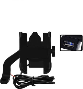 Huims CNC Bike Mount Holder Fits All Smartphones CNC Metal Holder with USB Charger Bike Mobile Holder