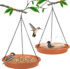 BIRDSHALA Hanging BirdFeeder Pack of 2 for Water Seed & Bath Trey | Balcony,Trees,Garden Window Bird Feeder Bird Feeder