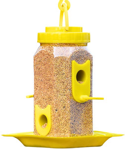 AMIJIVDAYA Hexagon Bird Feeder Plastic | 4 Ports | 900 g Capacity | Pack of 1 Window Bird Feeder