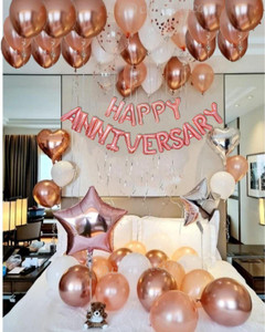 PARTY MIDLINKERZ Rosegold Anniversary Decoration Items Combo for Husband, Wife