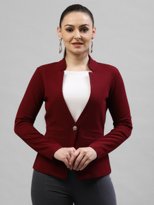 KASSUALLY Solid Single Breasted Casual Women Blazer