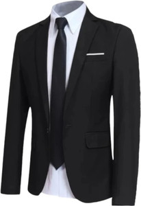 TUPLES Solid Single Breasted Formal Men Blazer